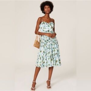 Badgley Mischka Floral Ruffle Sweet Summer Midi Tea Dress